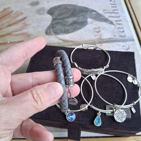 Alex and Ani bracelet bundle of 6 with blue crystals snowflake - Picture 4 of 5